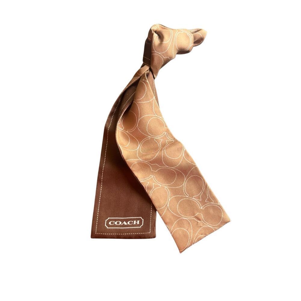 COACH Silk Twilly or Scarf Tan Brown